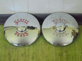Vintage Scotty Serro Hubcaps Set Of 2 Hub Caps Canned Ham Camper Trailer Rv