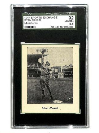 1947 Sports Exchange Miniatures Stan Musial Rookie Card Sgc 8.  5 Cardinals Rare
