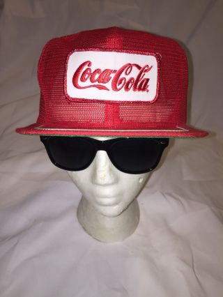 Rare Vintage 80s Coke Coca Cola Patch Snapback Hat Cap All Mesh Strapback Red