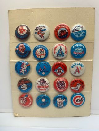 Vintage Complete Mlb Pin Set Baseball Pinback Adv.  Premium Sales St Louis,  Mo Qq