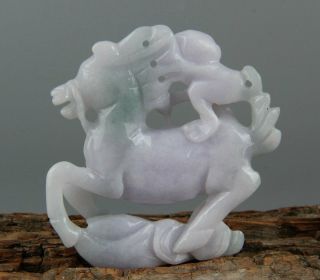 Chinese Exquisite Hand - carved monkey horse Carving jadeite jade statue 2