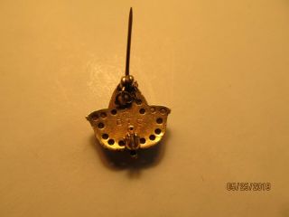 RARE Vintage Alpha Kappa Alpha 14K Gold Pearls Diamond Sorority Leaf Pin 2