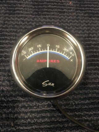 Vintage Sun 2 5/8 Blue Line Amp Gauge With Cup