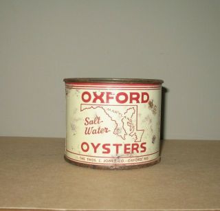 Vintage 12 Oz Oxford Oysters Tin Can