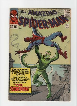 Spider - Man 20 Fn - 5.  5 Vintage Marvel Comic Key 2nd Scorpion Ditko Lee