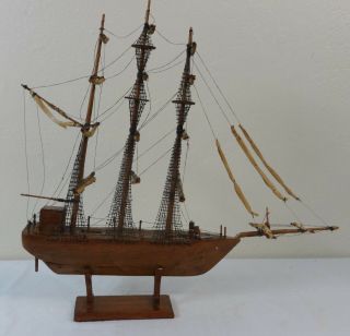 Antique Hand Made Wooden Clipper Ship Model