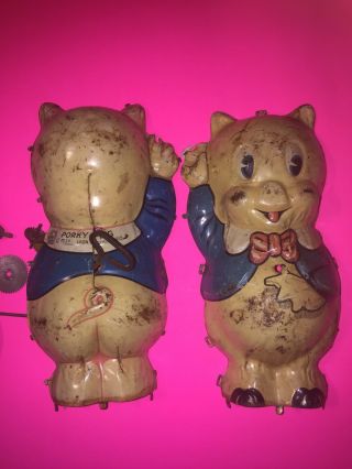 Antique 1939 - Porky Pig Wind - Up Tin Toy Parts - ⚙️