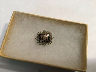 Vintage Phi Mu 10k Gold Sorority Pin With Seed Pearls