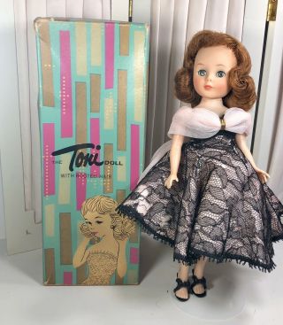 1958 American Character Vintage Toni 10.  5 " Doll In " Cocktails " Party Dress Mib