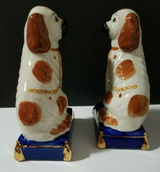 Pair FITZ & FLOYD Spaniel Staffordshire Style Porcelain Dogs Bookends Vintage 2