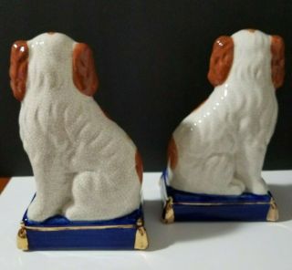 Pair FITZ & FLOYD Spaniel Staffordshire Style Porcelain Dogs Bookends Vintage 3