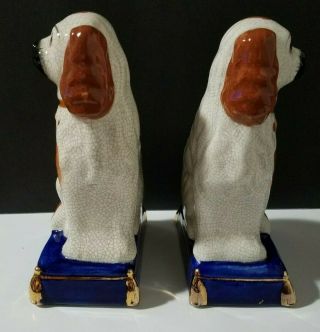 Pair FITZ & FLOYD Spaniel Staffordshire Style Porcelain Dogs Bookends Vintage 4