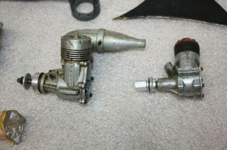 11 Vintage RC Airplane Engines Some W/ Mufflers,  Props & Noise Cones. 5