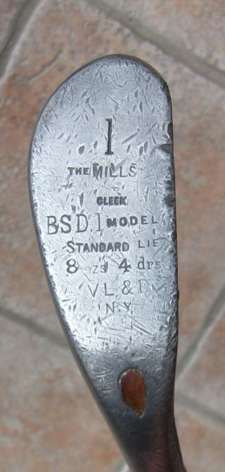 Antique Vintage Mills Bsd 1 Vl&d Slazenger Hickory Wood Shaft Golf Club Cleek