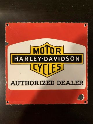 Vintage Harley Davidson Porcelain Sign Motorcycles Authorized Dealer
