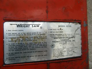 Vintage WRIGHT Power Chain Saw Model B520 3