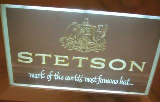RARE VINTAGE LIGHTED STETSON HATS STORE SIGN ETCHED GLASS ADVERTISING PRICE BROS 2