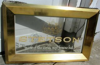 RARE VINTAGE LIGHTED STETSON HATS STORE SIGN ETCHED GLASS ADVERTISING PRICE BROS 3