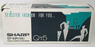Rare Sharp Qt - 5 (p) - Am/fm Radio Cassette Recorder - Pink - Vintage