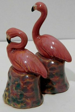 Vintage North Dakota Rosemeade Pottery Flamingo Salt & Pepper Shakers 2