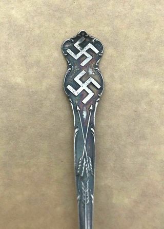 Indian Swastika Good Luck Sterling Silver Souvenir Spoon Ann Arbor Michigan P&B 5