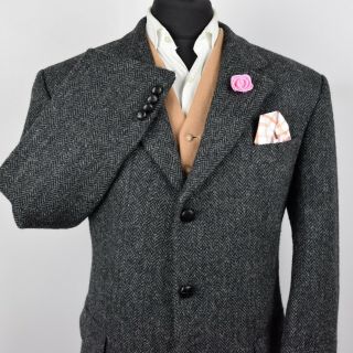 Vtg Harris Tweed Tailored Country Hacking Jacket 46 " 206 Pristine Garment