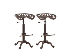 Set Of 2 Bar Stools Vintage Industrial Tractor Seat Adjustable Counter Height Ch