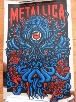 Metallica Seattle Poster Le 30 Chrome Metallic Rare Only 30 Made Ames Signed