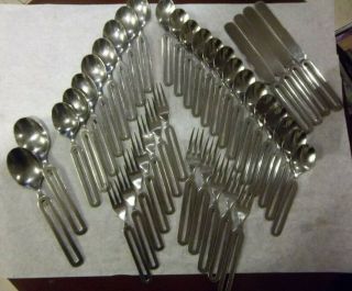 Stanley Roberts Cycles Crown Mark 39pc Stainless Flatware Set Vintage Mcm