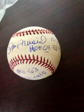 Stan Musial Signed Autographed Vintage Cardinals Baseball W/ Inscriptions Auto