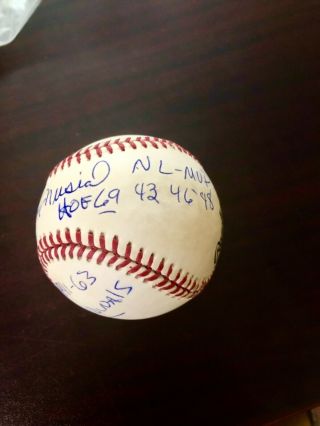 STAN MUSIAL SIGNED AUTOGRAPHED VINTAGE CARDINALS BASEBALL w/ INSCRIPTIONS AUTO 6