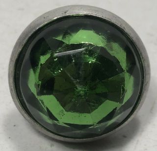 Vintage Antique Motorcycle Green License Plate Glass Jewel Reflector Harley 3