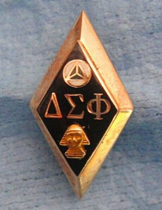Vintage 10k Gold Fraternity Pin: Delta Sigma Phi; 1957; Gamma Tau Chapter Emu