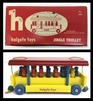 Vintage Holgate Toys Jingle Trolley No.  688 1957 Wooden Toy