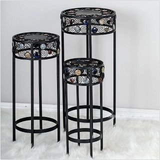 Set 3 Tall Nested Plant Stands Wrought Iron Vintage Indoor Outdoor Flowers Decor