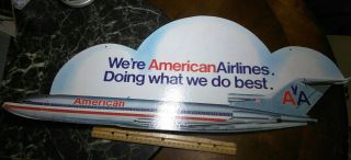 Vintage American Airlines Cardboard Advertising Sign For Hanging