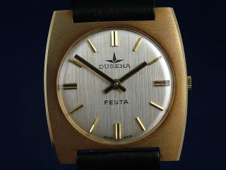 Vintage Retro Swiss Dugena Festa Mechanical Watch 1960s Nos Old Stock