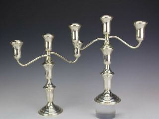 Pair Signed Reed & Barton Sterling Silver Convertible 3 Light Candlesticks Bmg