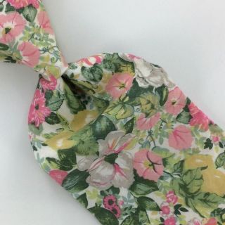 Liberty Of London Archival Design Floral Cotton Green Silk Ties L6 Vintage/rare