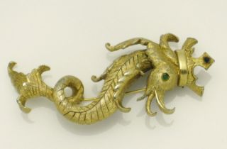 Vintage Rare HATTIE CARNEGIE Sea Serpent Brooch with Crown 2