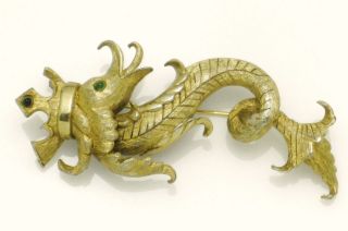 Vintage Rare HATTIE CARNEGIE Sea Serpent Brooch with Crown 3