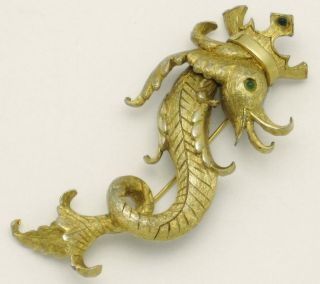 Vintage Rare HATTIE CARNEGIE Sea Serpent Brooch with Crown 4
