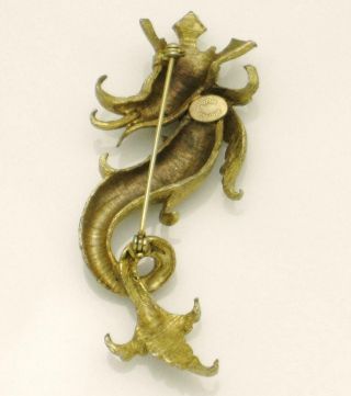 Vintage Rare HATTIE CARNEGIE Sea Serpent Brooch with Crown 7