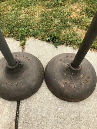vintage YORK BARBELL weight bar stands / Chinese hats / squat,  curl,  press 2