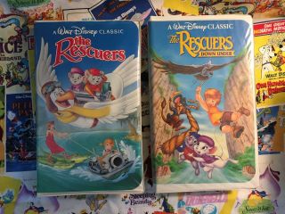 The Rescuers And The Rescuers Down Under Set,  Black Diamonds (vhs,  1991) Rare