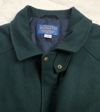 Vintage Pendleton Jacket Mens Forest Green 100 Pure Virgin Wool Full Zip Xl