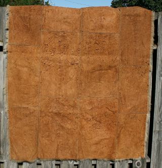 Vintage Hand Stitched Tanned Elk Hide Quilt - Approx 4.  5 x 6 Feet 5
