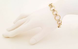 Vintage Artisan 14k and Sterling Silver Chain Link Bracelet With Toggle Clasp 2