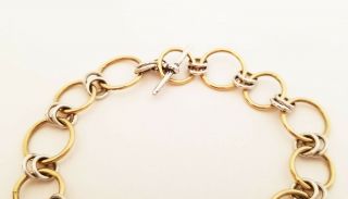 Vintage Artisan 14k and Sterling Silver Chain Link Bracelet With Toggle Clasp 4