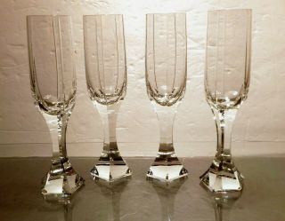 Vintage Baccarat Crystal Mercure (1988 - 1993) Set Of 4 Champagne Flutes 8 1/8 "